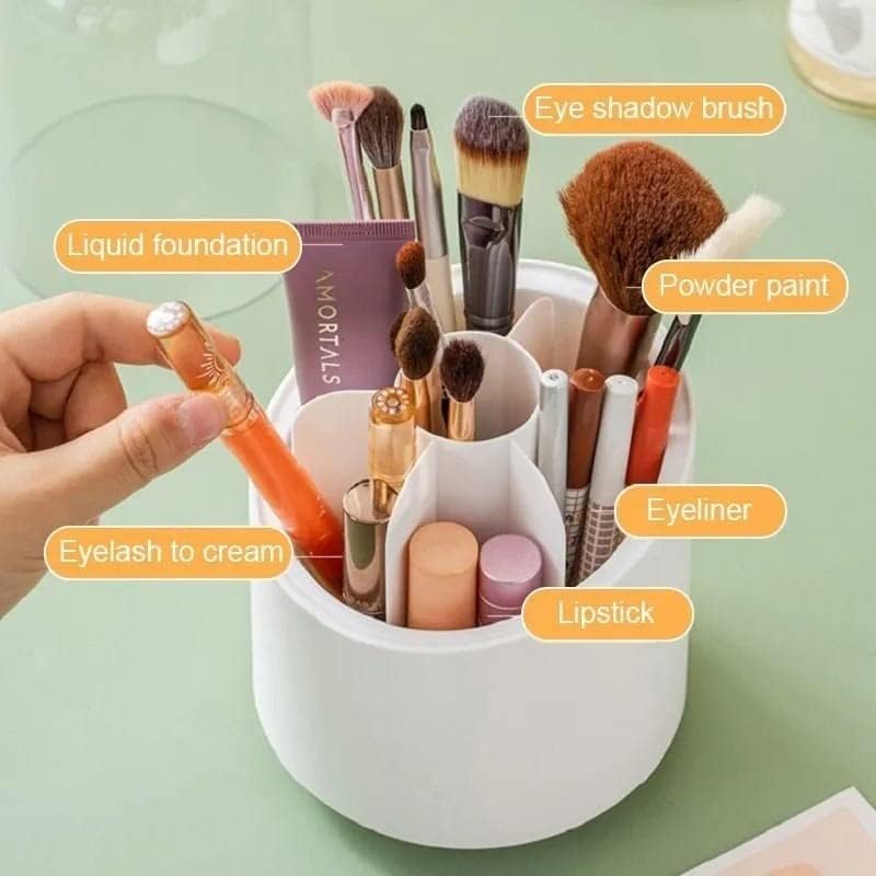1 Piece 360° Rotating Makeup Brush Holder-SA2408-192 Cosmetic Organizer Apricot