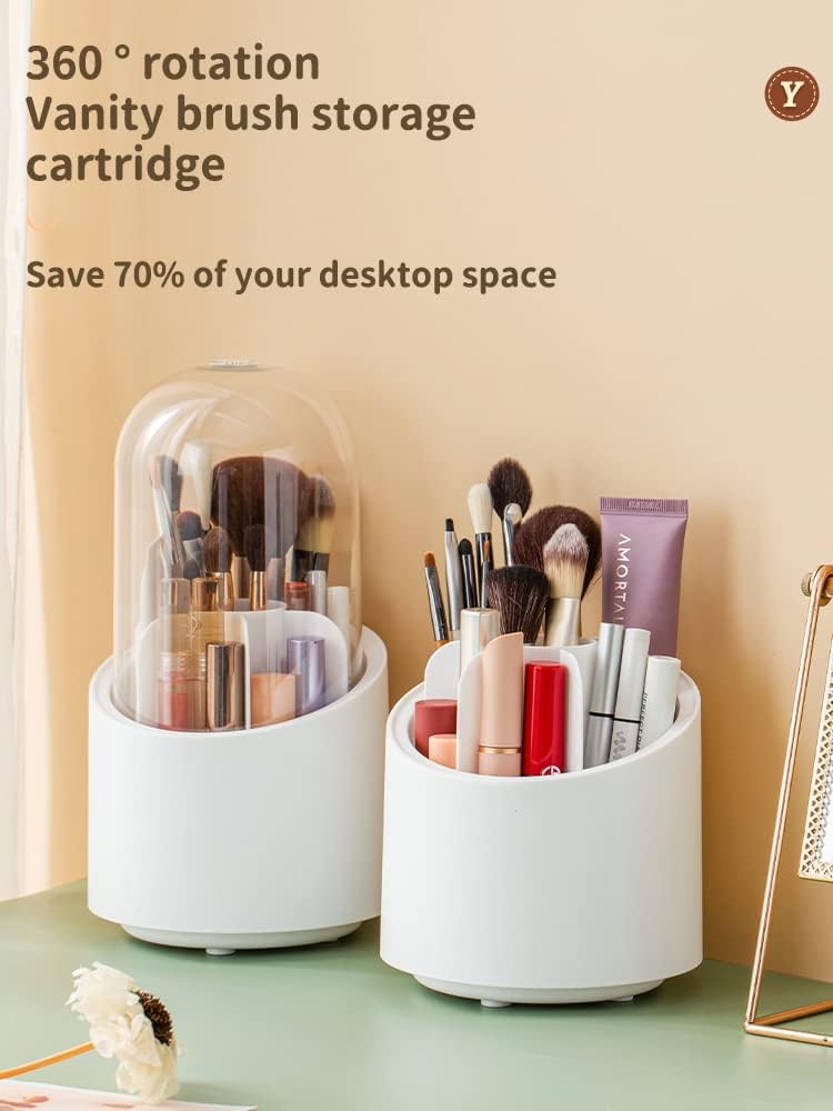 1 Piece 360° Rotating Makeup Brush Holder-SA2408-192 Cosmetic Organizer Apricot