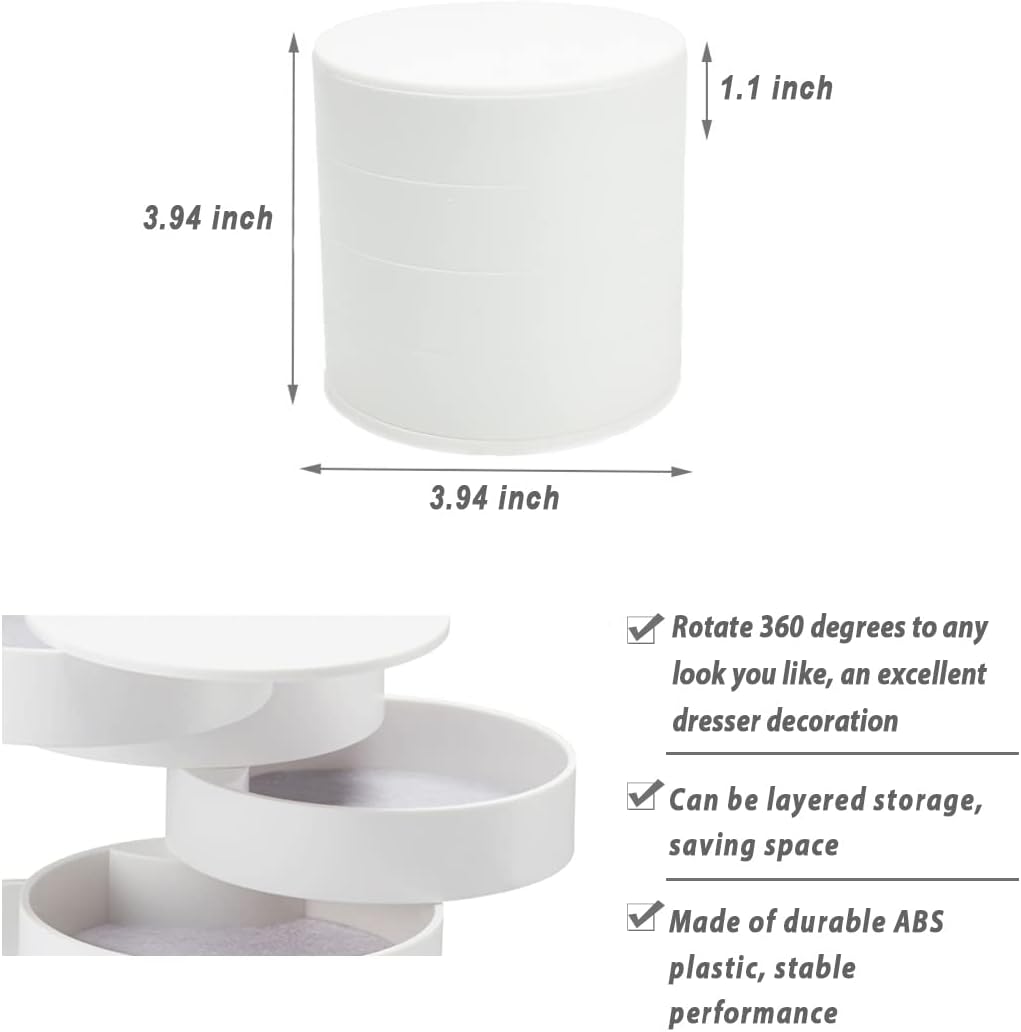 360° Rotatable Jewelry Organizer With Mirror-SA2408-191(White) Cosmetic Organizer Apricot