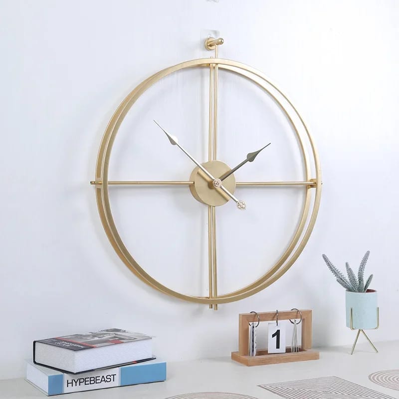55CM Metal Wall Clock-14549Golden((SA2405-211) Clock Apricot