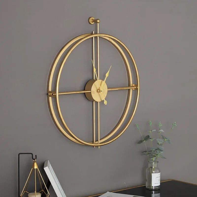 55CM Metal Wall Clock-14549Golden((SA2405-211) Clock Apricot