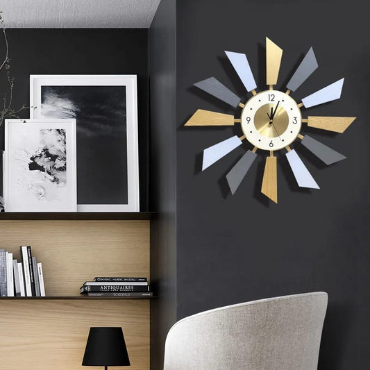 55CM Wooden Wings Wall Clock Clock Apricot