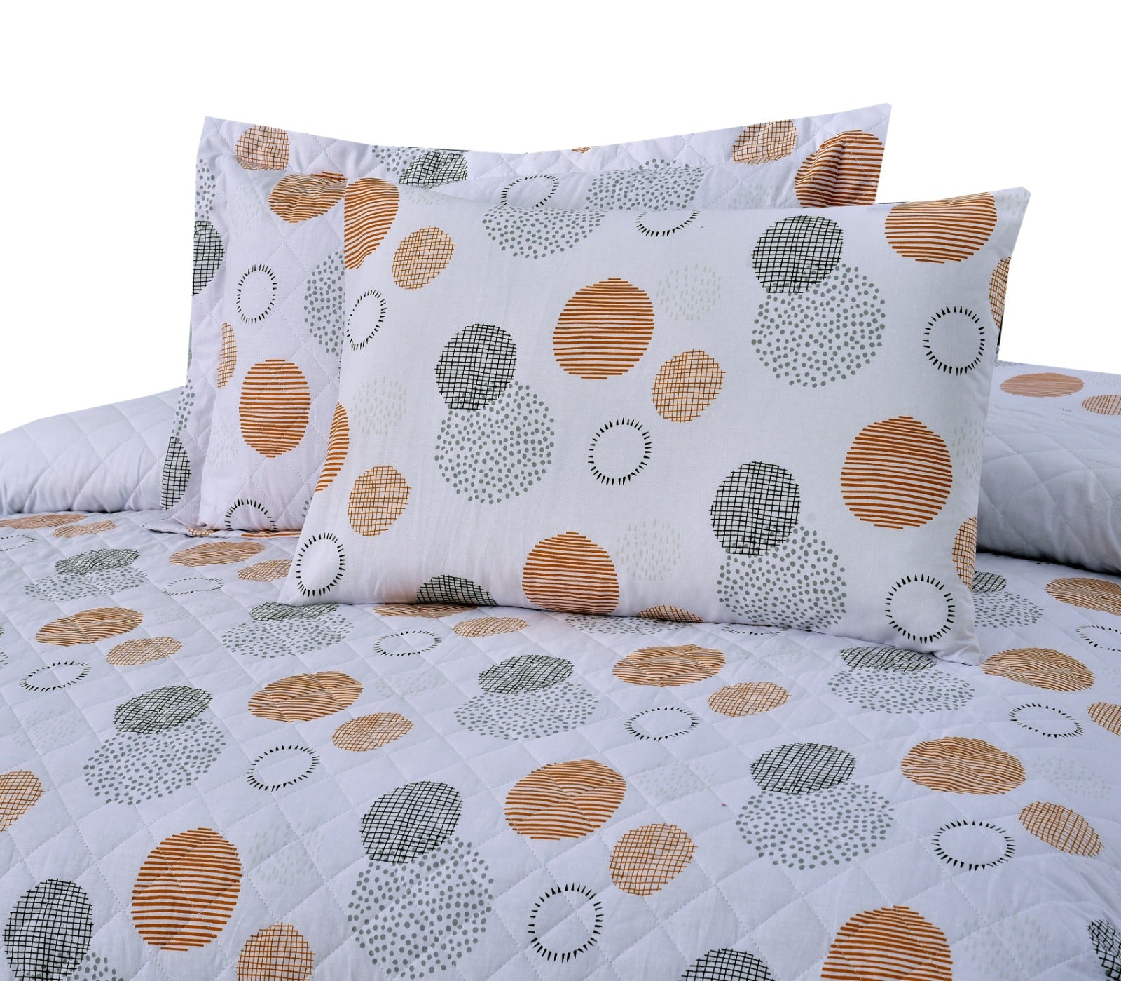 6 PCs Printed Bed Spread Set-Multi Work Apricot