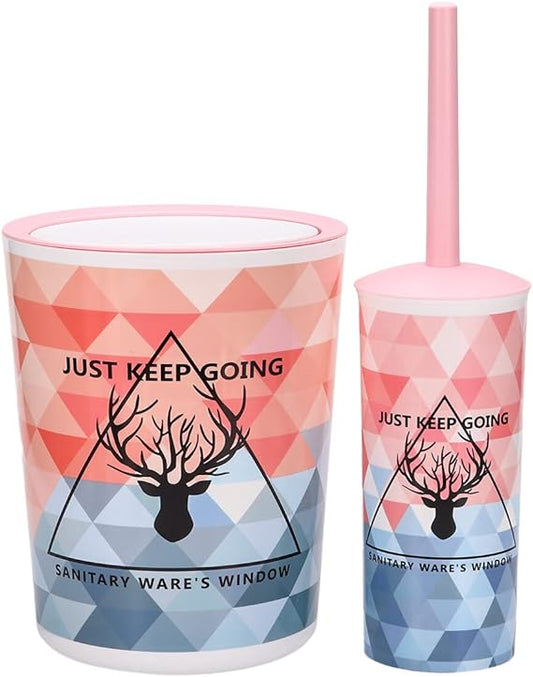 6 Pcs Printed Bathroom Accessory Set-Keep Going Bathroom Accessory Sets Apricot