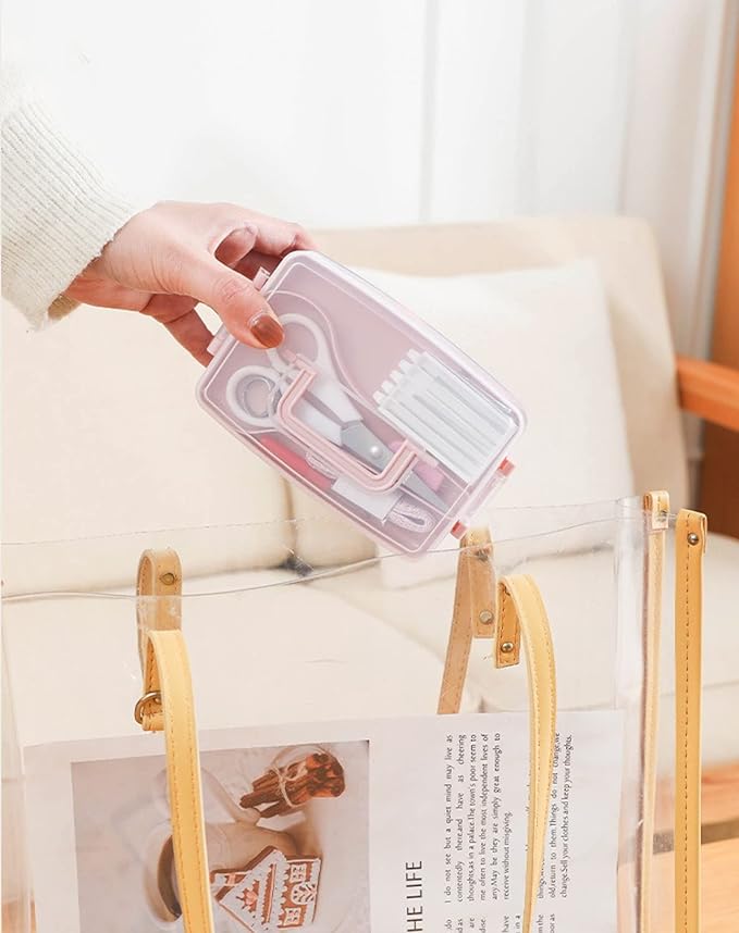 2 Layers Portable Sewing Kit Box-Pink