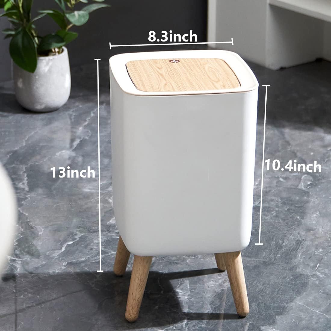 Indoor trash Bin With Wooden Feets-SA2408-110 Bathroom Accessory Sets Apricot