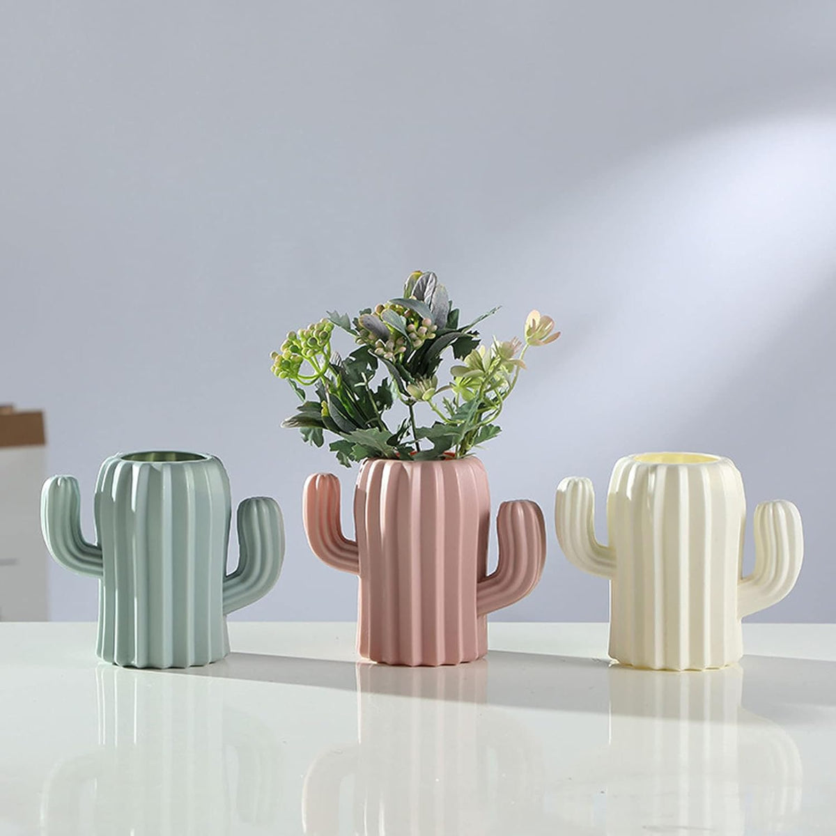 2PCs Nordic Style Vase Container (SA2510-090) Candle Stand Apricot