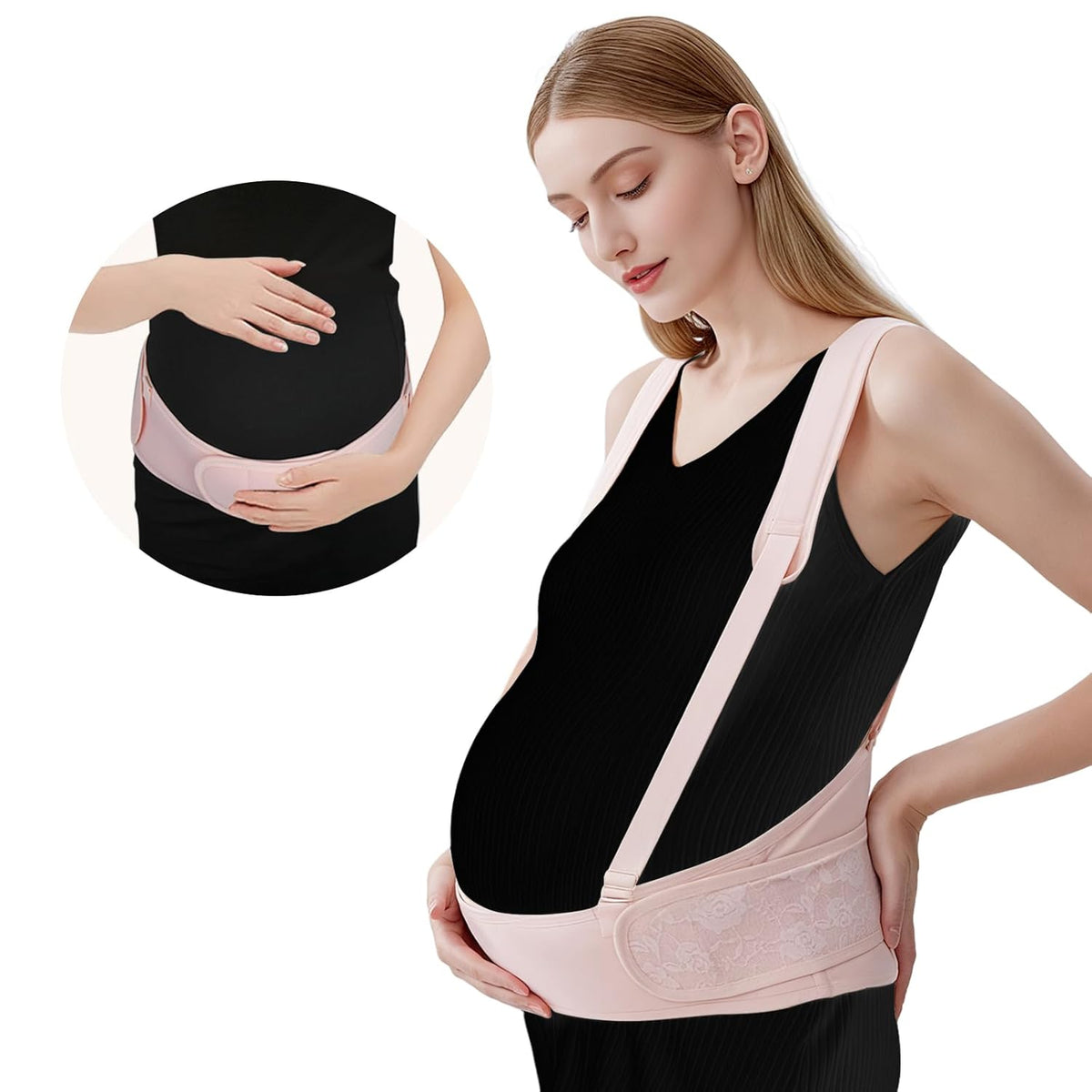 Belly Bands for Pregnant Women With Double Support-SA2411-55(BLACK) Blankets Apricot