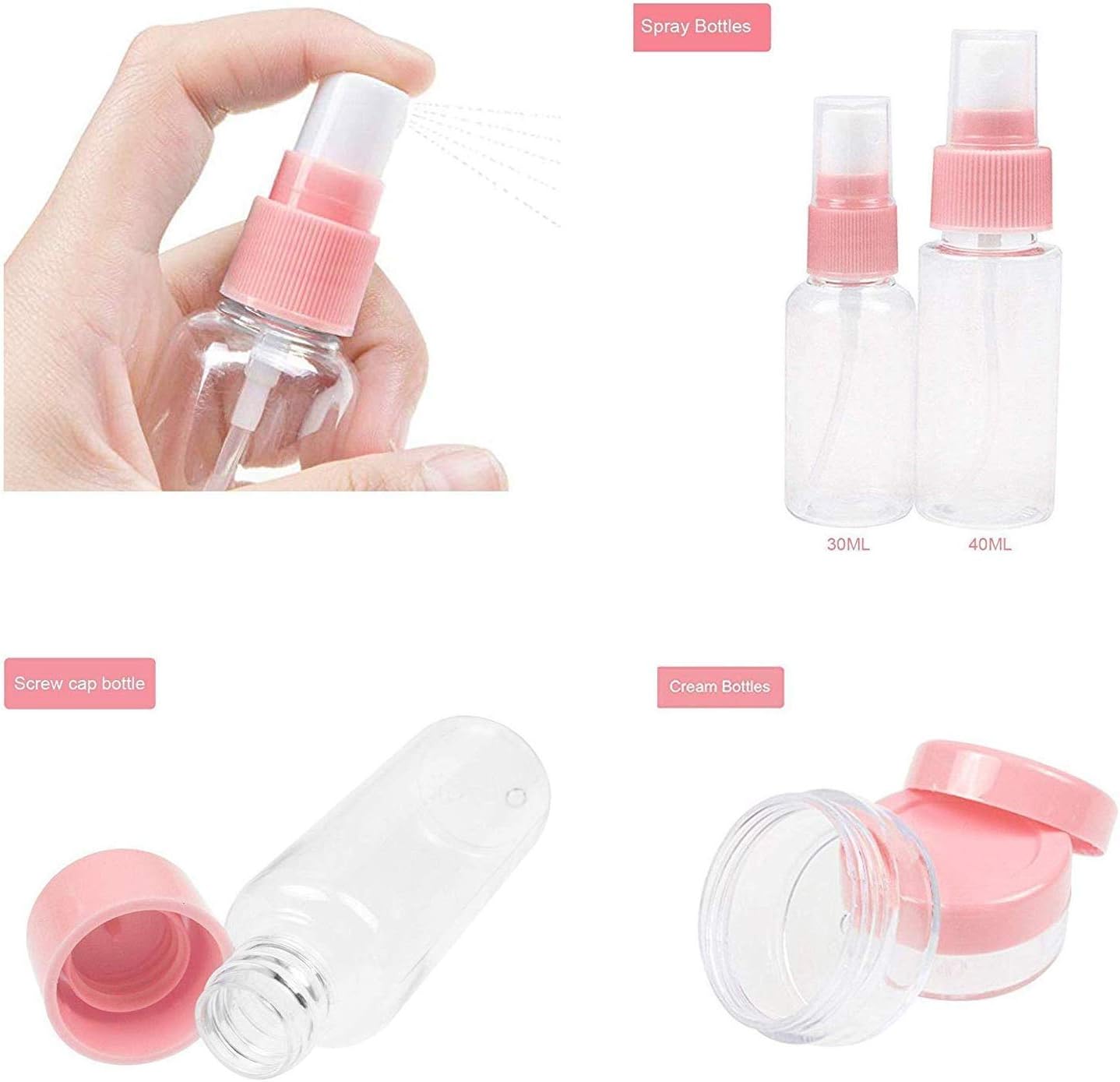 7PCs BPA Free Portable Toiletry Containers Set-(SA2405-171) Cosmetic Organizer Apricot