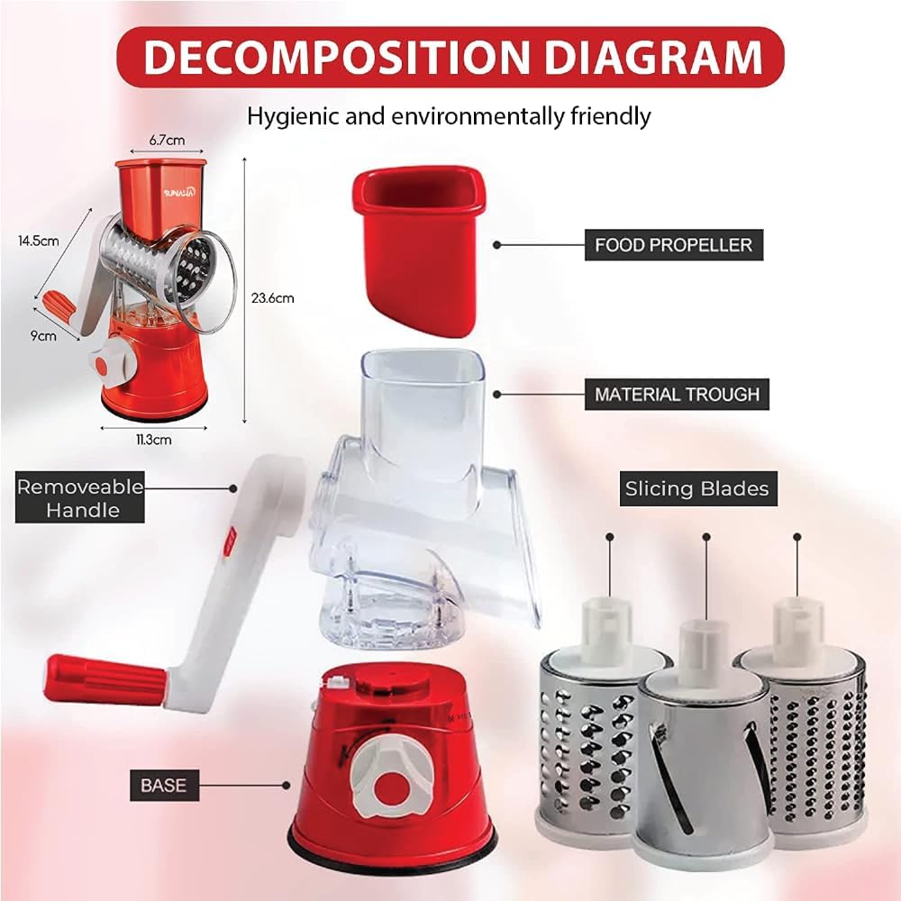 Vegetable Slicer with 3 Interchangeable Blades (SA2510-021)RED Spice and sugar Jar Apricot