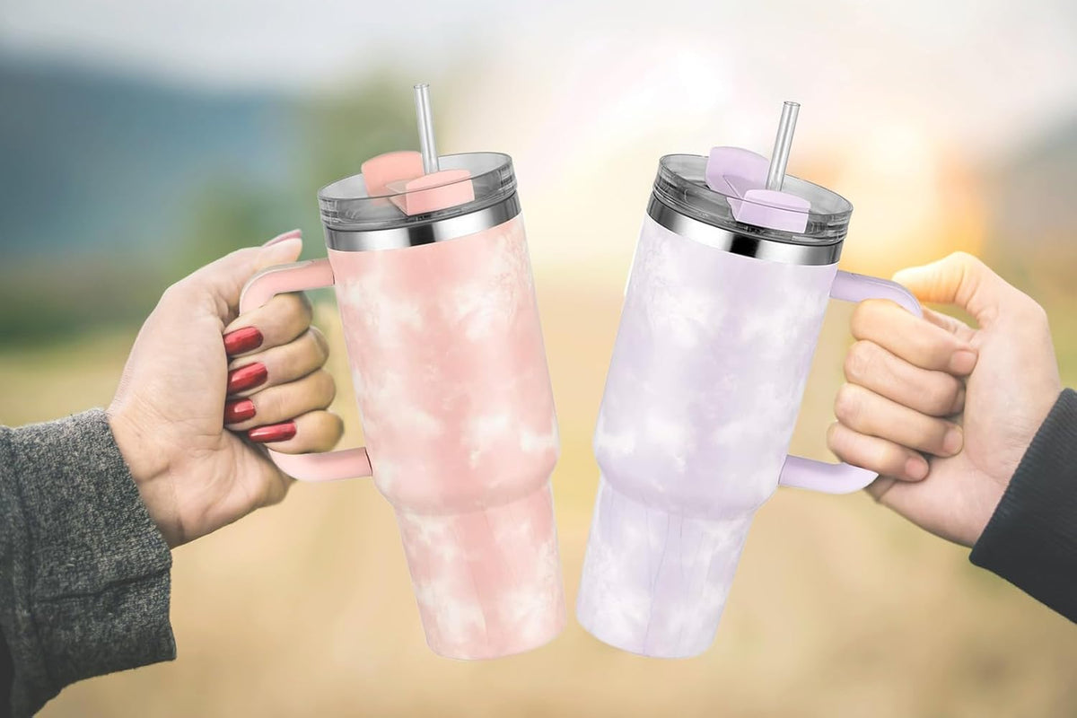 Stanley Quencher H2.0 FlowState™ Tumbler 40 OZ-1200ML-Marble Pattern(BLUE) Tumbler Apricot