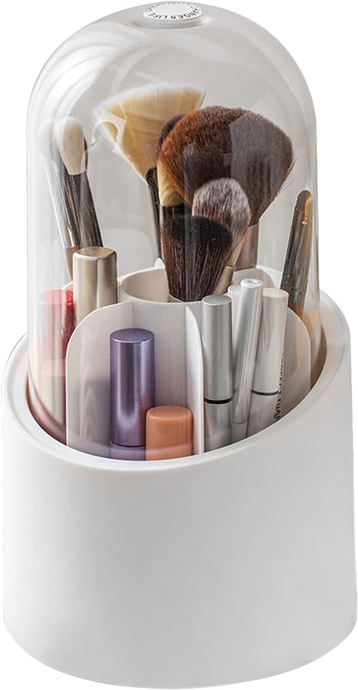1 Piece 360° Rotating Makeup Brush Holder-SA2408-192 Cosmetic Organizer Apricot