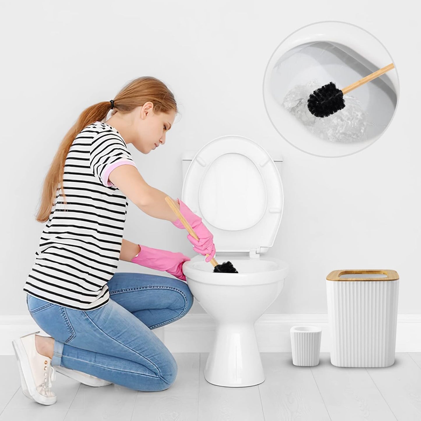 7PCS Bathroom Accessory Set-SA2408-312(White) Bathroom Accessory Sets Apricot