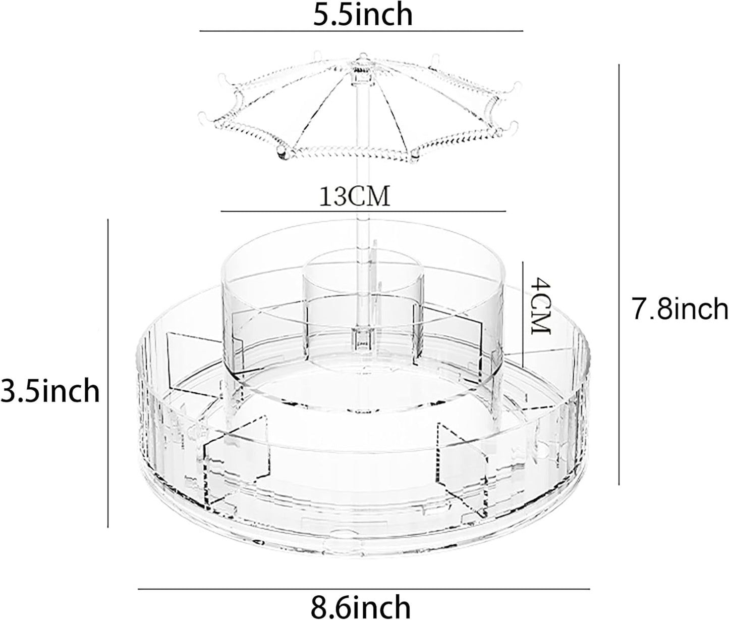 360° Rotating Makeup Organizer-SA2408-193 Cosmetic Organizer Apricot