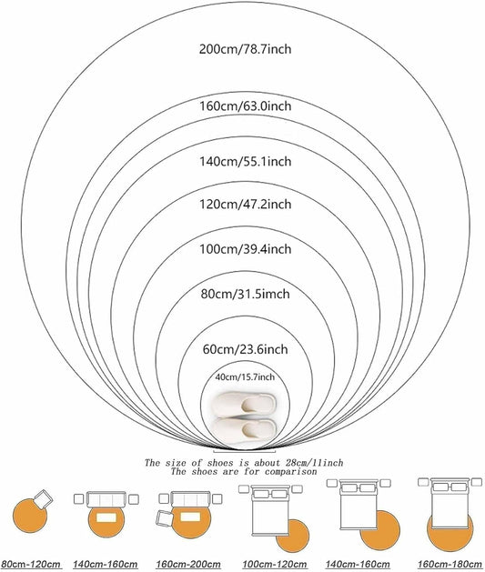 Living Room Rug 120 CM Round-Pastel Shades Apricot