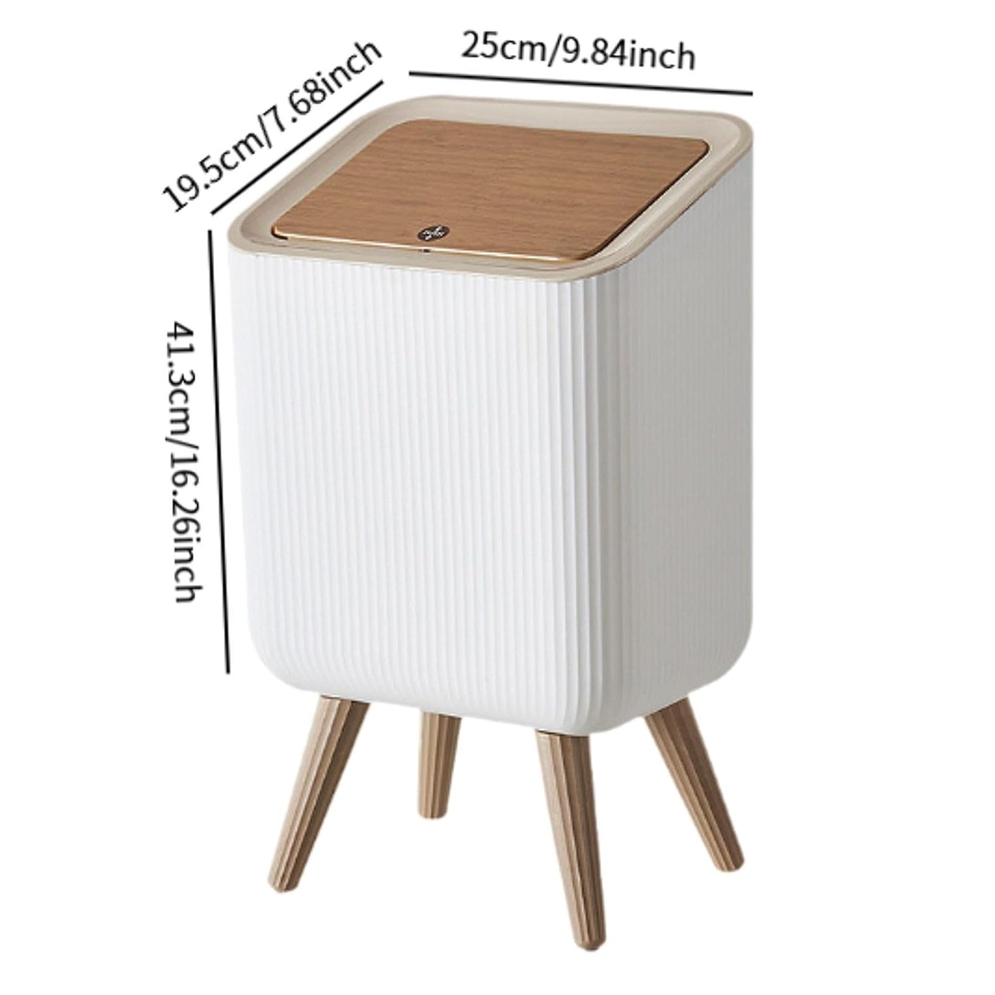 Indoor trash Bin With Wooden Feets-SA2408-109 Bathroom Accessory Sets Apricot