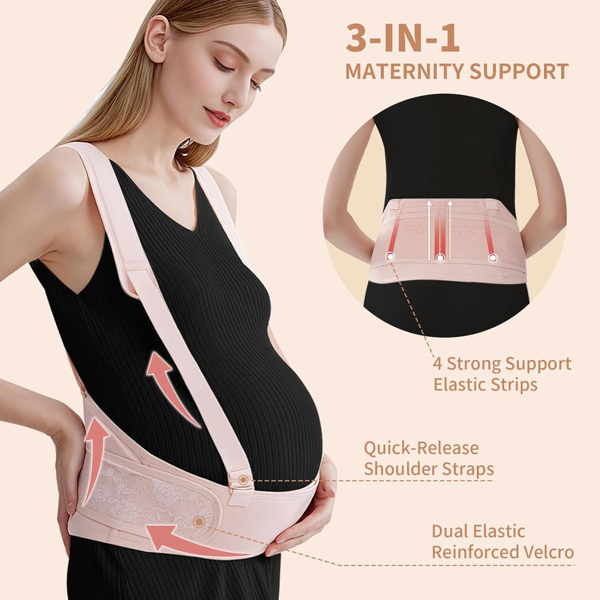 Belly Bands for Pregnant Women With Double Support-SA2411-55(BLACK) Blankets Apricot
