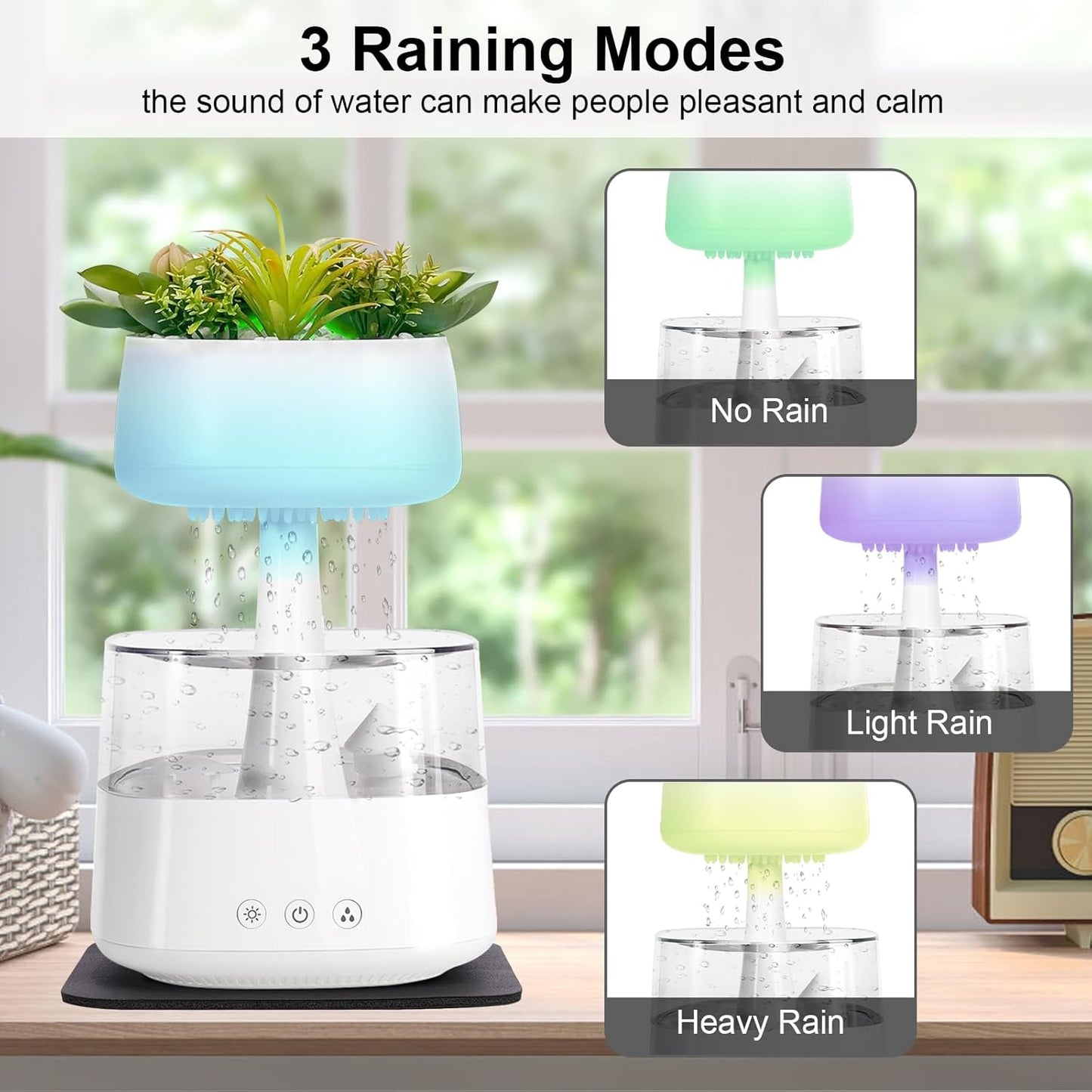 Rain Humidifier With 7 Colors Light-SA2411-61 Apricot