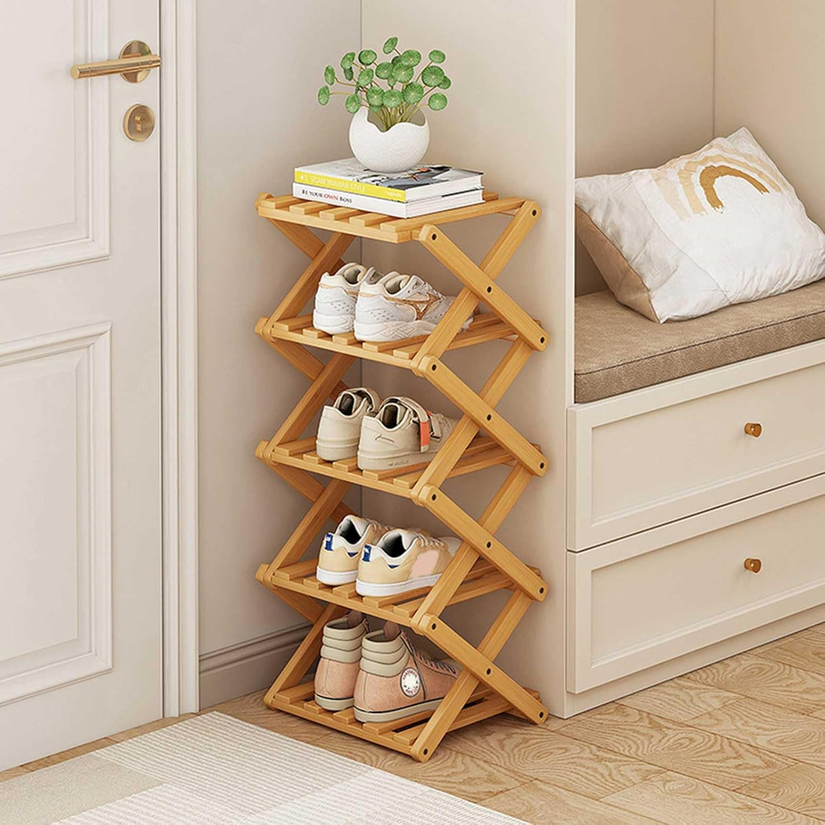 5 Tier Bamboo Shoe Rack (SA2510-052) Storage Organizer Apricot