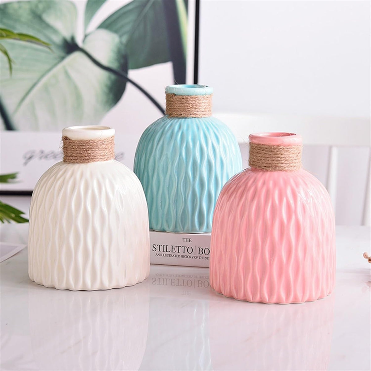 2PCs Nordic Style Vase Container (SA2510-088) Candle Stand Apricot