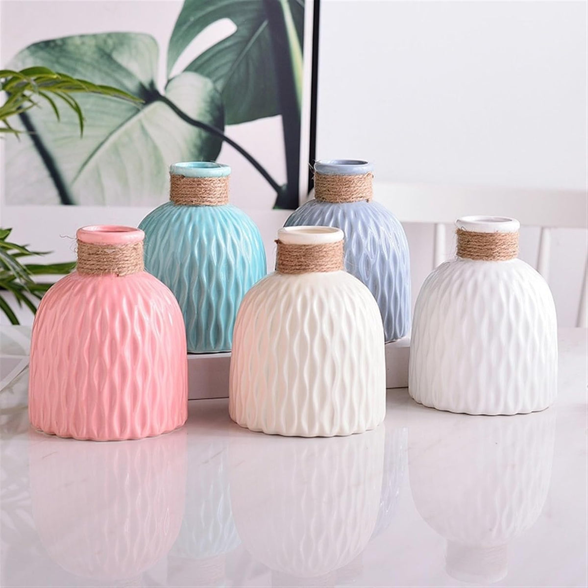2PCs Nordic Style Vase Container (SA2510-088) Candle Stand Apricot