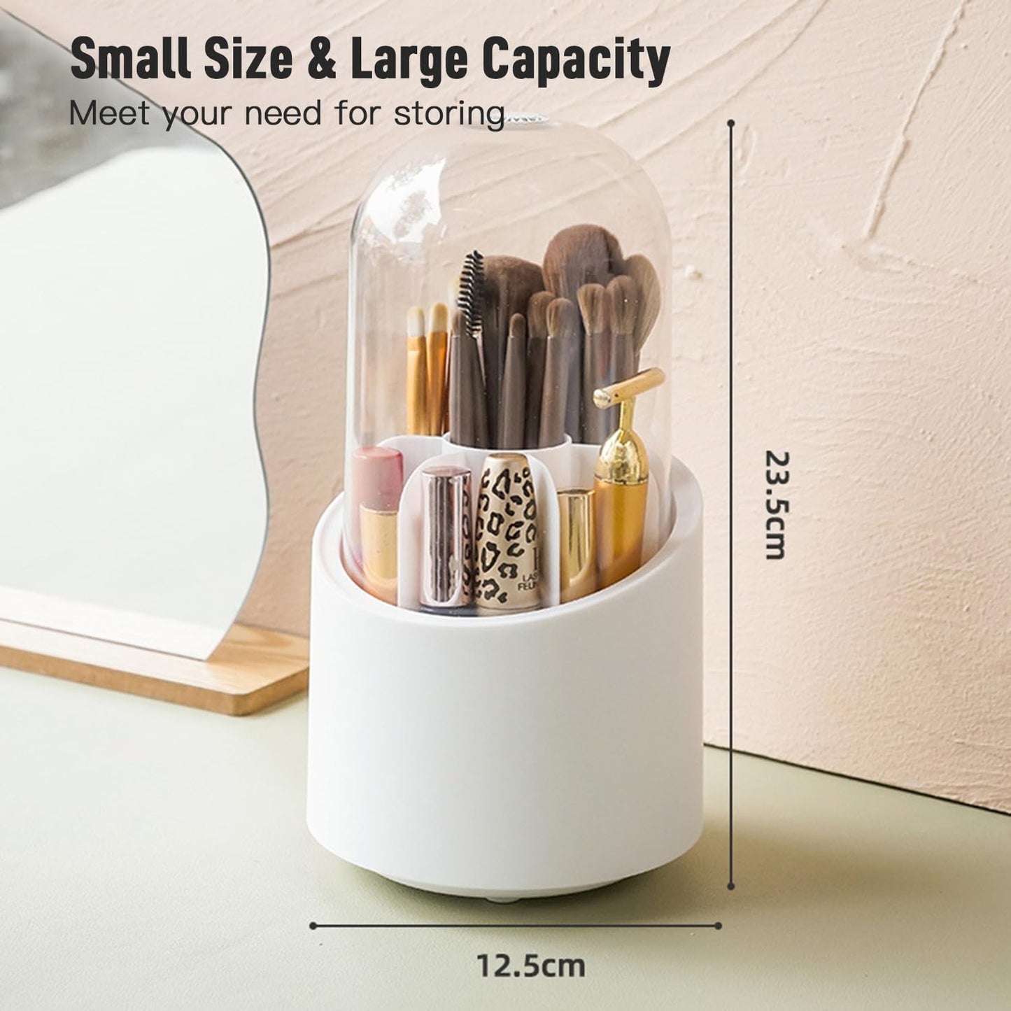 1 Piece 360° Rotating Makeup Brush Holder-SA2408-192 Cosmetic Organizer Apricot