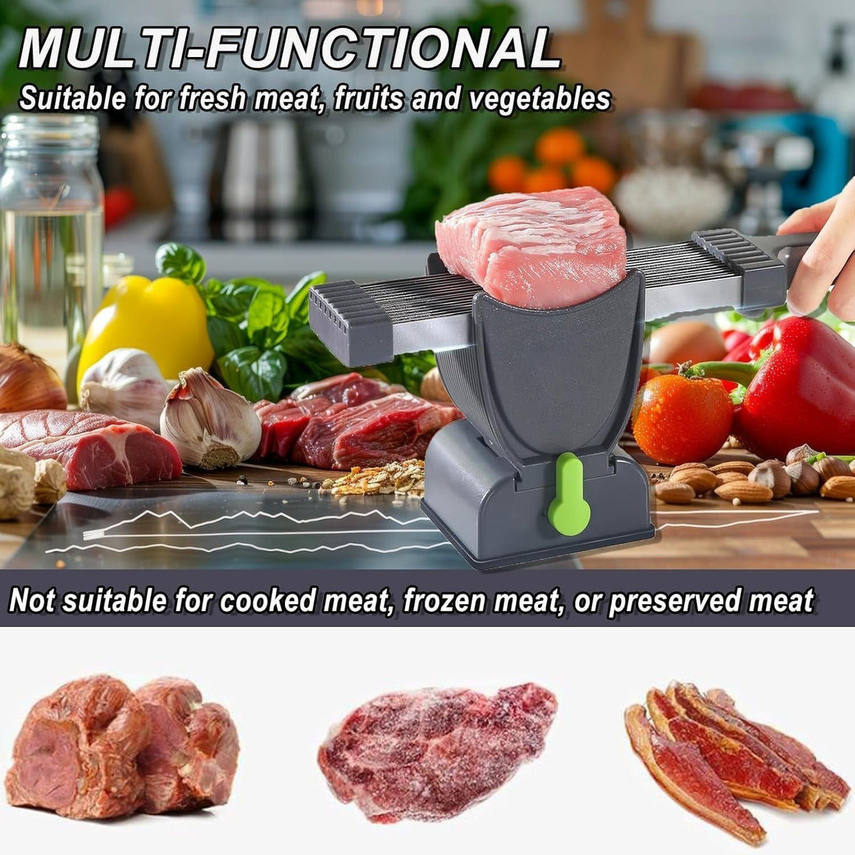 Stainless Steel Meat Slicer (SA2510-010) Spice and sugar Jar Apricot