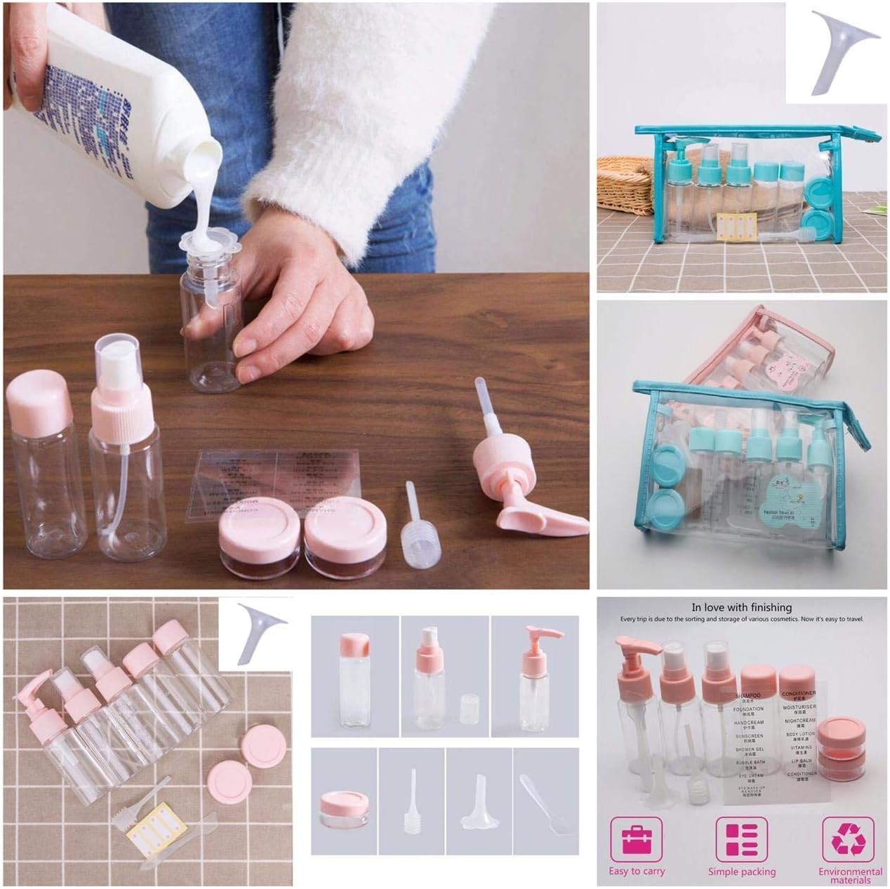 7PCs BPA Free Portable Toiletry Containers Set-(SA2405-171) Cosmetic Organizer Apricot