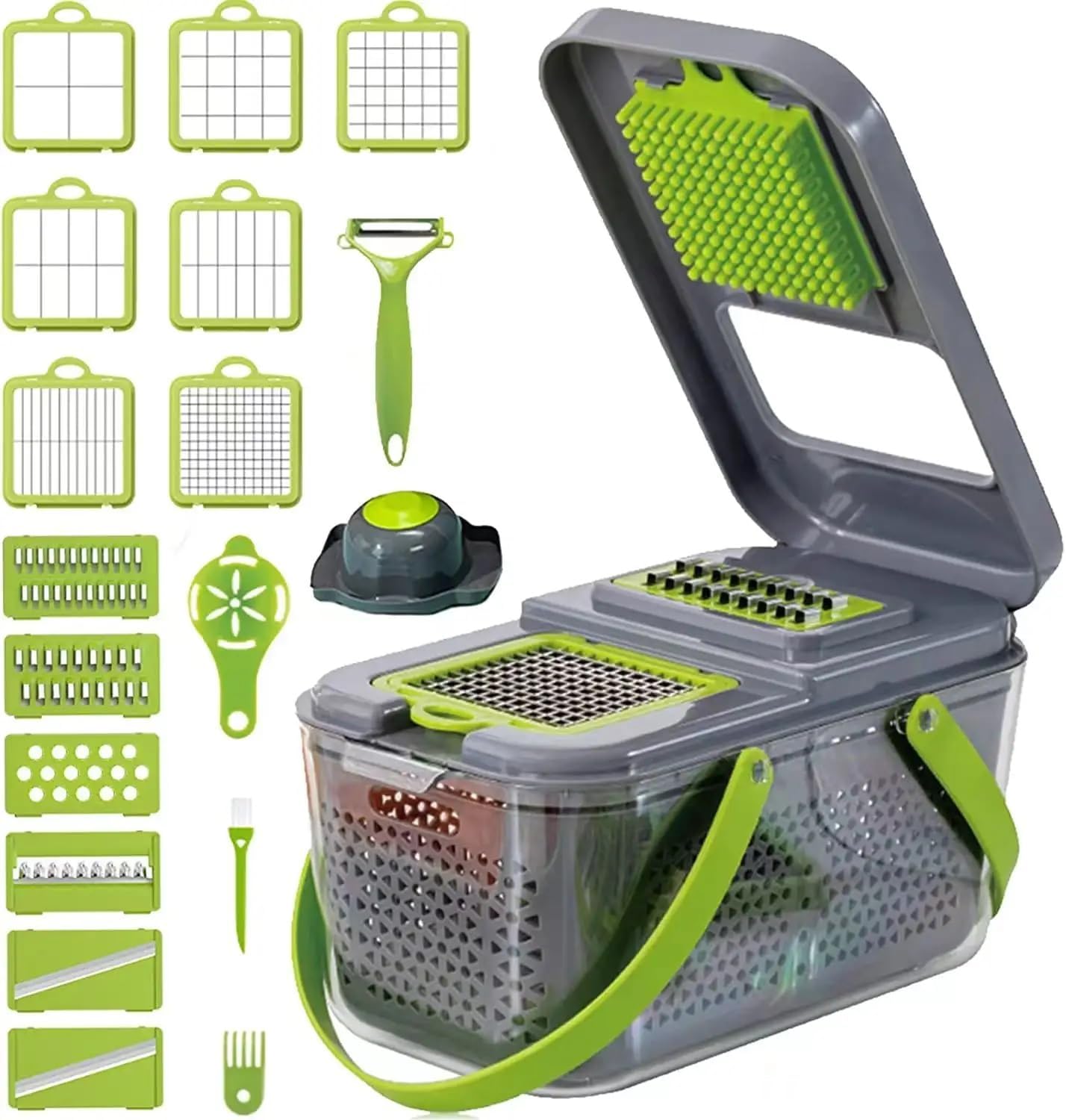22PCs Multi-functional Food Chopper with Large Container-SA2411-47 Spice and sugar Jar Apricot