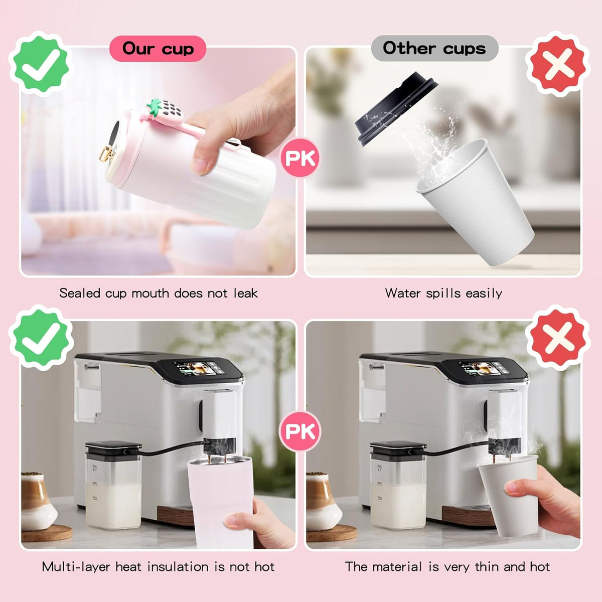 Smart Coffee Thermos With Temperature Display (SA2510-154)Pink Tumbler Apricot