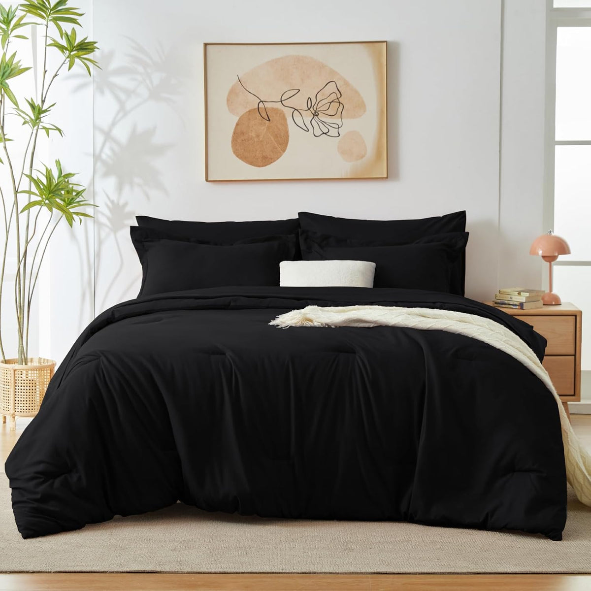 Solid Duvet Cover-Black Bed Sheets Apricot
