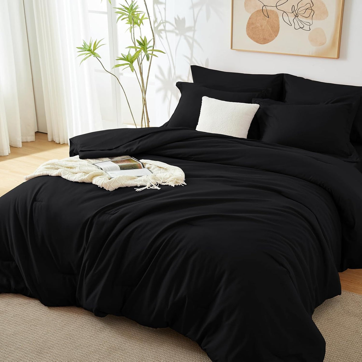 Solid Duvet Cover-Black Bed Sheets Apricot