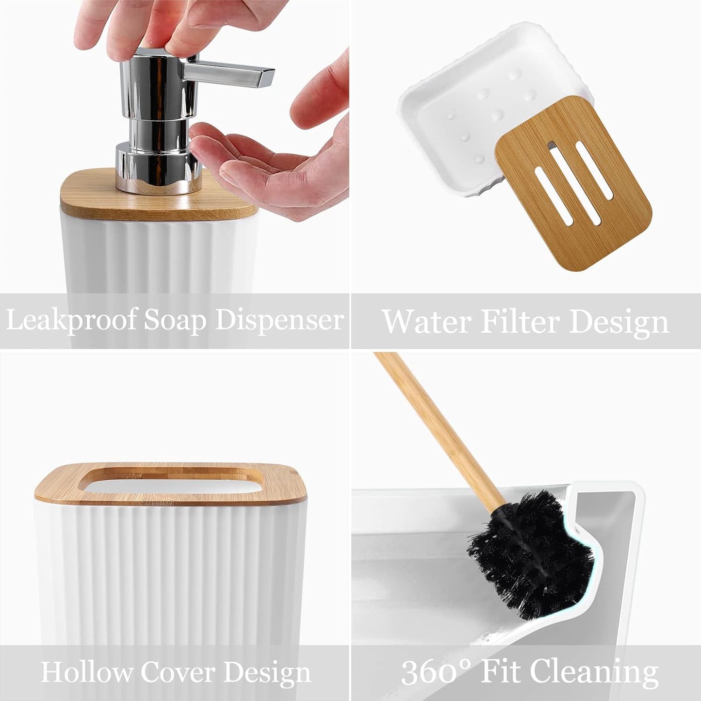 7PCS Bathroom Accessory Set-SA2408-312(White) Bathroom Accessory Sets Apricot