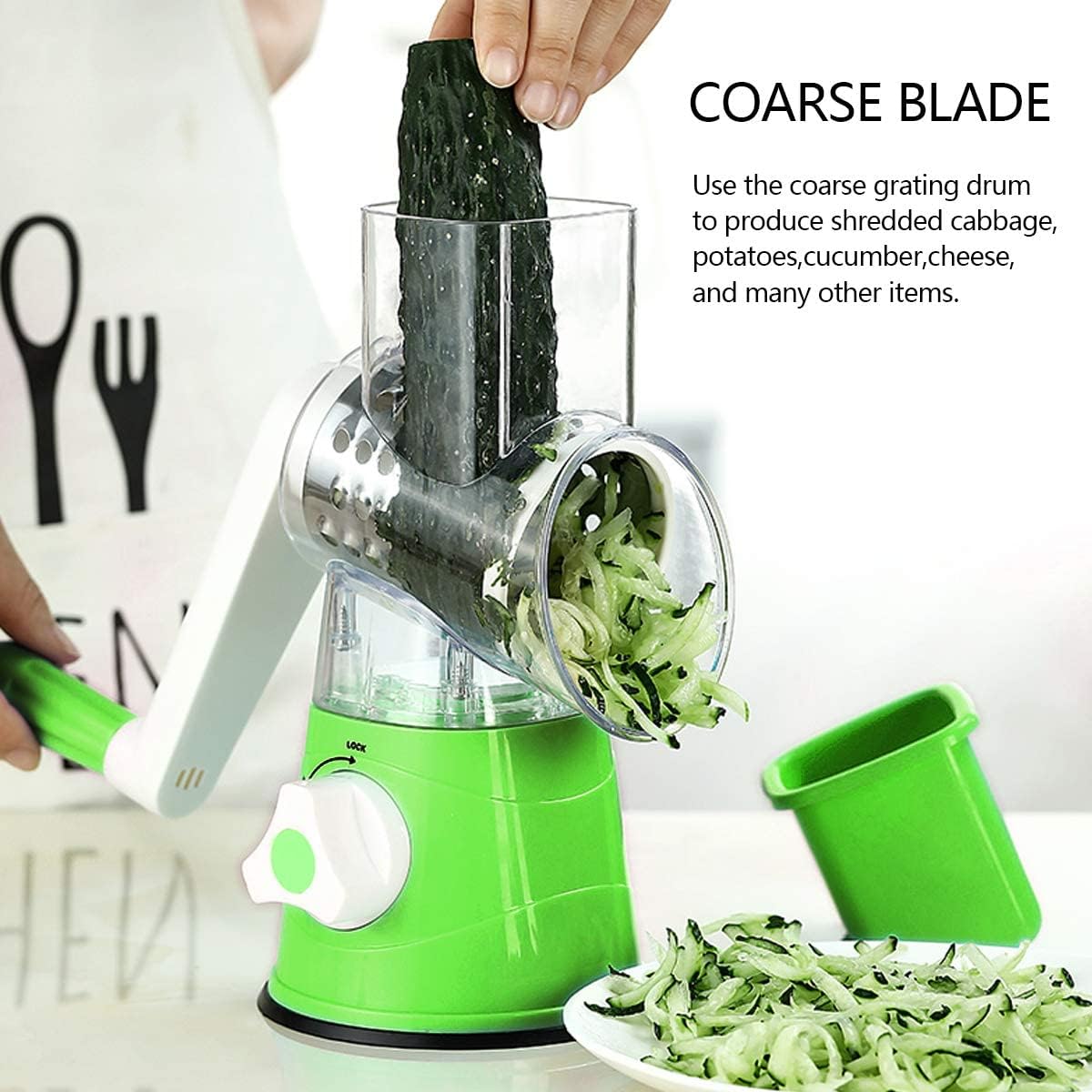 Vegetable Slicer with 3 Interchangeable Blades (SA2510-021)GREEN Spice and sugar Jar Apricot