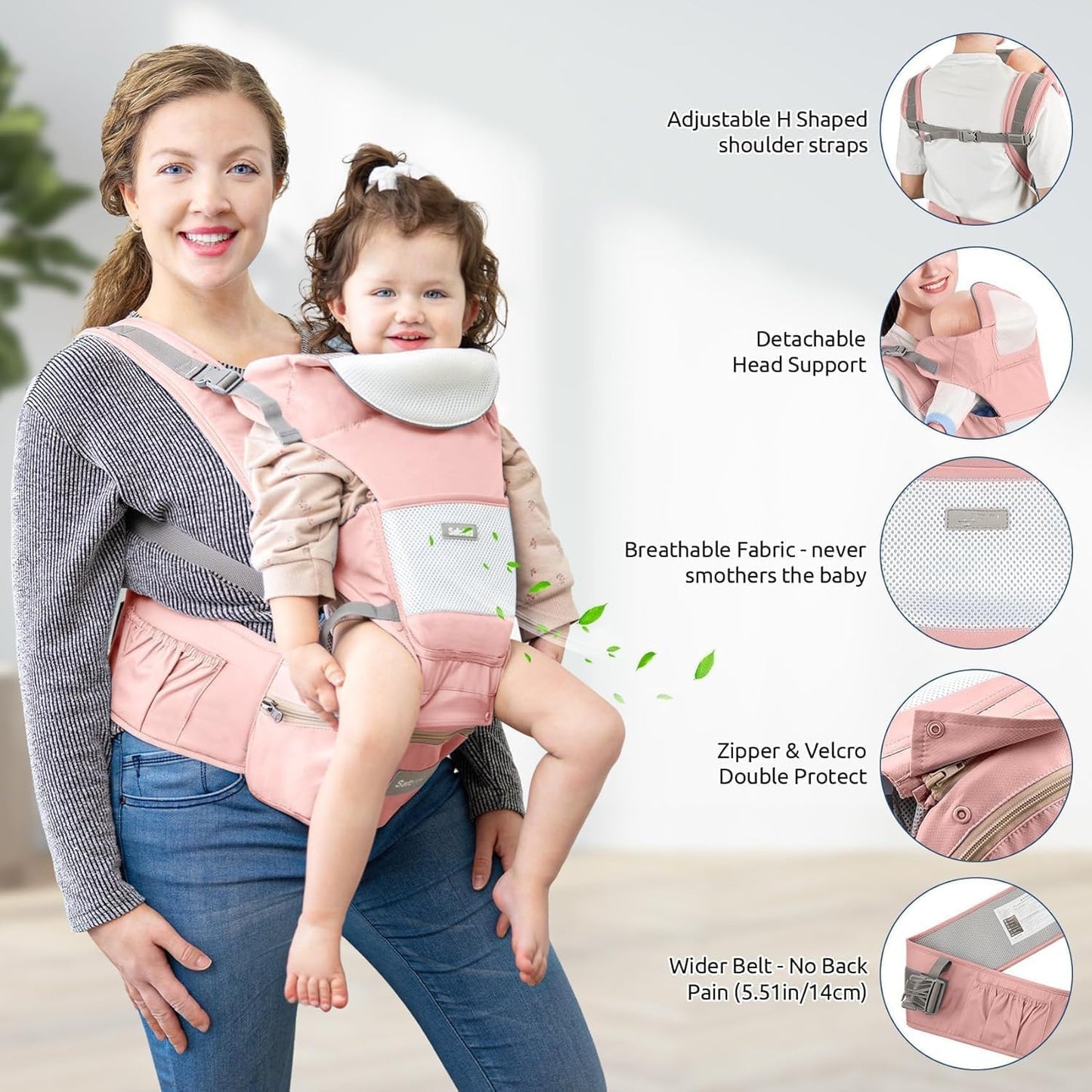 6-in-1 Baby Carrier Baby Strap with Waist Stool-SA2408-183 Blankets Apricot