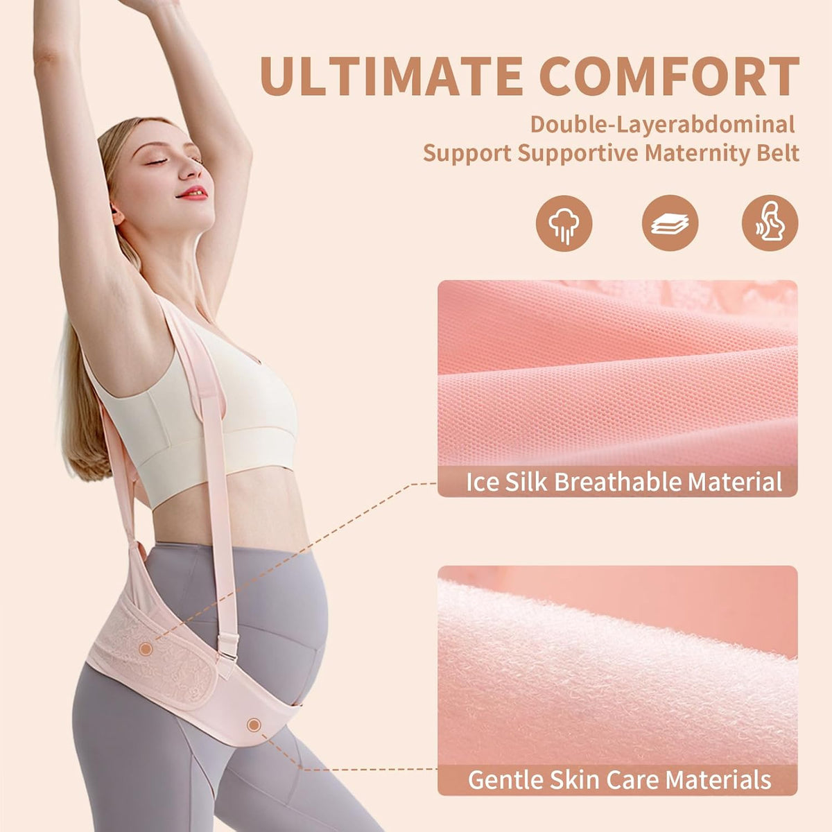 Belly Bands for Pregnant Women With Double Support-SA2411-55(BLACK) Blankets Apricot
