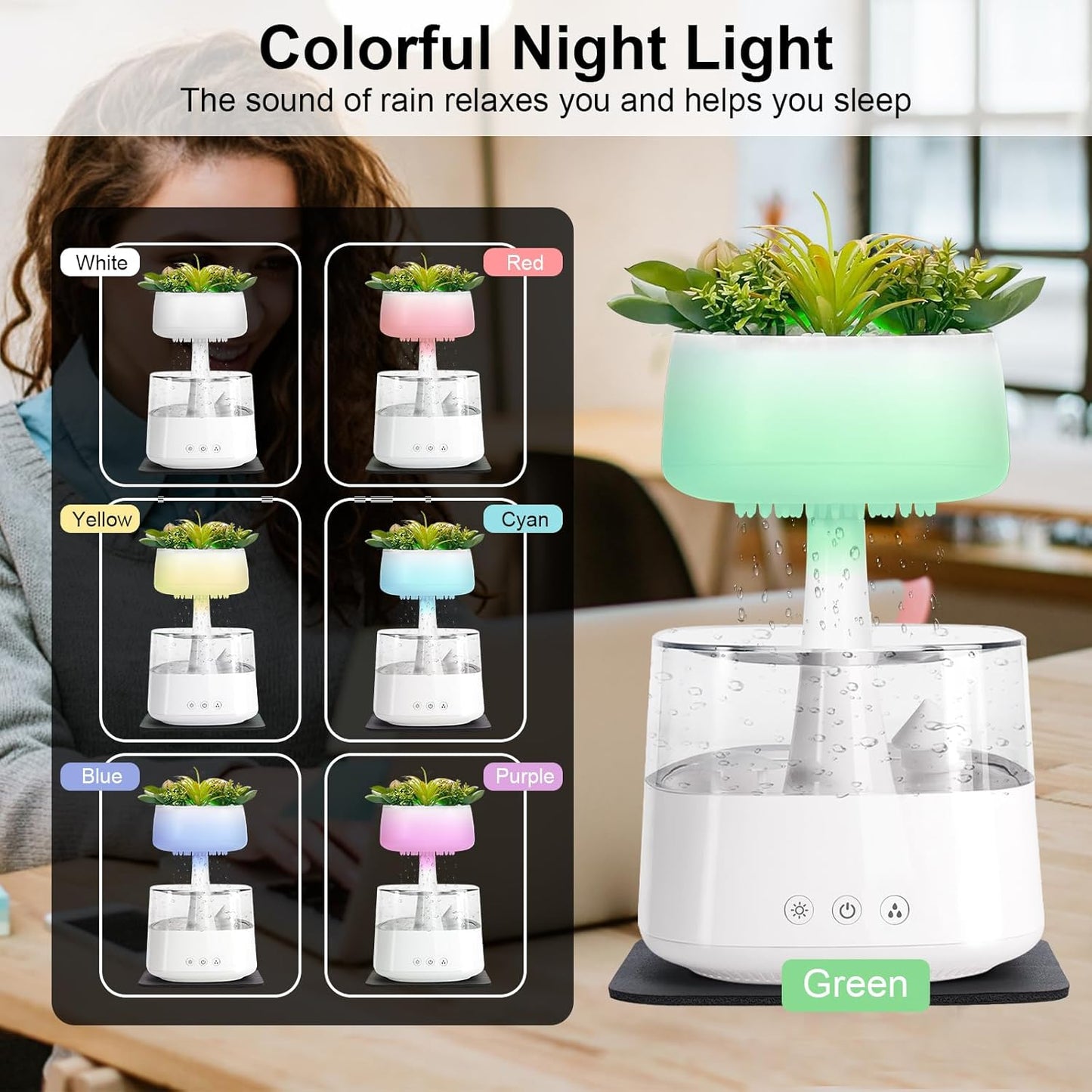 Rain Humidifier With 7 Colors Light-SA2411-61 Apricot