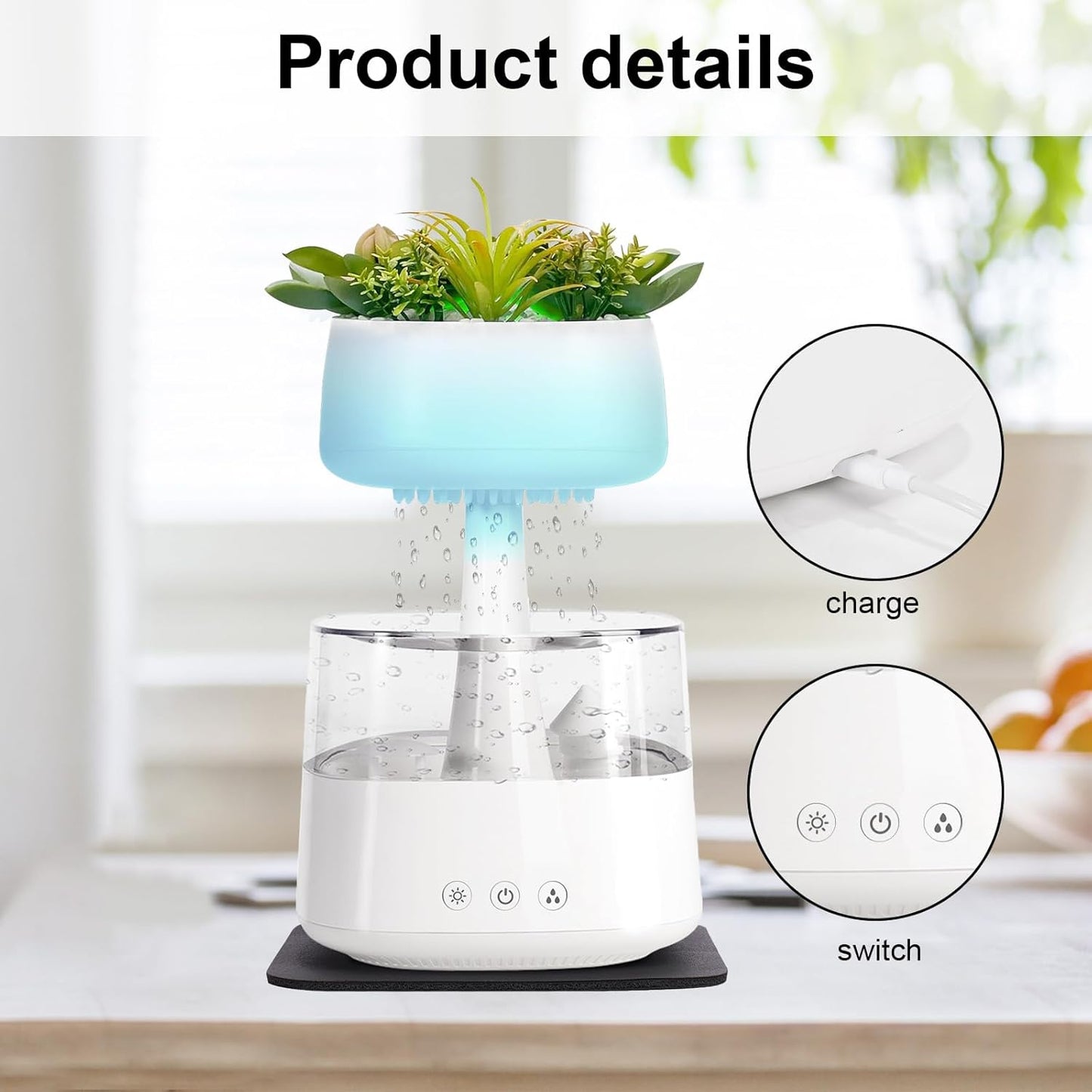 Rain Humidifier With 7 Colors Light-SA2411-61 Apricot