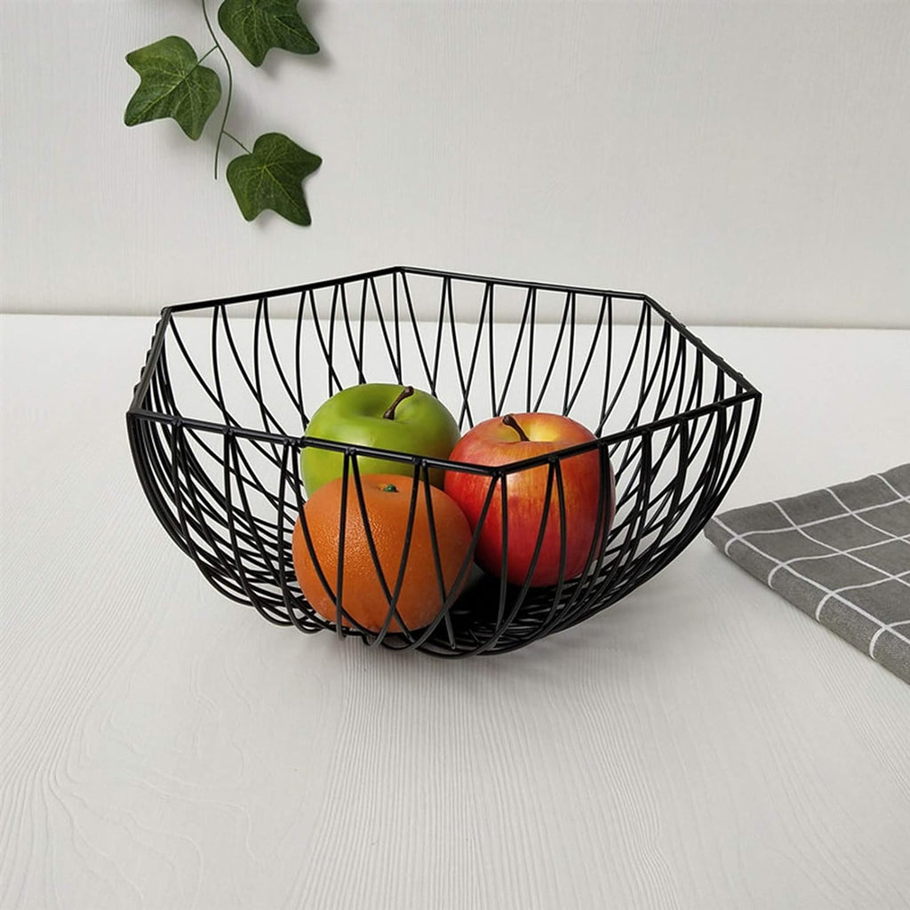 Hexagonal Iron Fruit Basket-(5330) Black