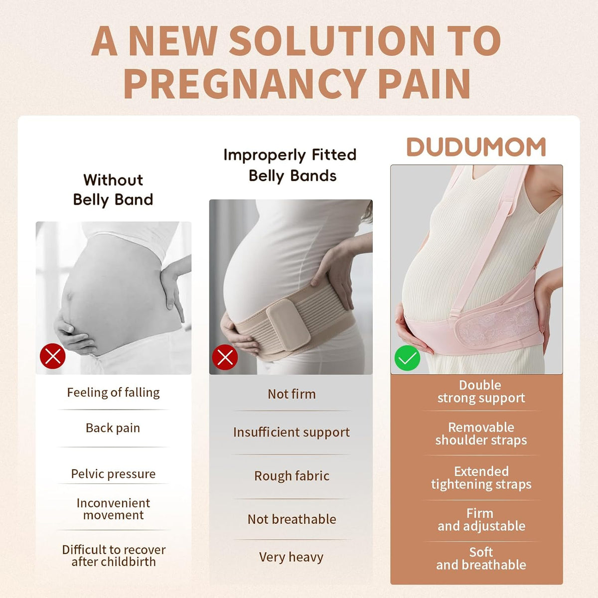 Belly Bands for Pregnant Women With Double Support-SA2411-55(BLACK) Blankets Apricot