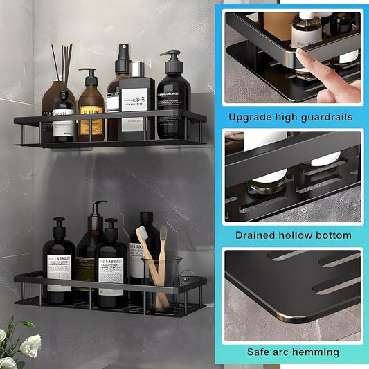 Black Aluminium Corner Bathroom Shelf-SA2408-141 Bathroom Accessory Sets Apricot