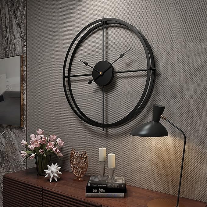 55Cm Wall Clock Black Metallic