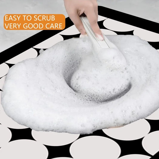 Anti Slip Dish Drying Mat-Black Circles Rugs Apricot