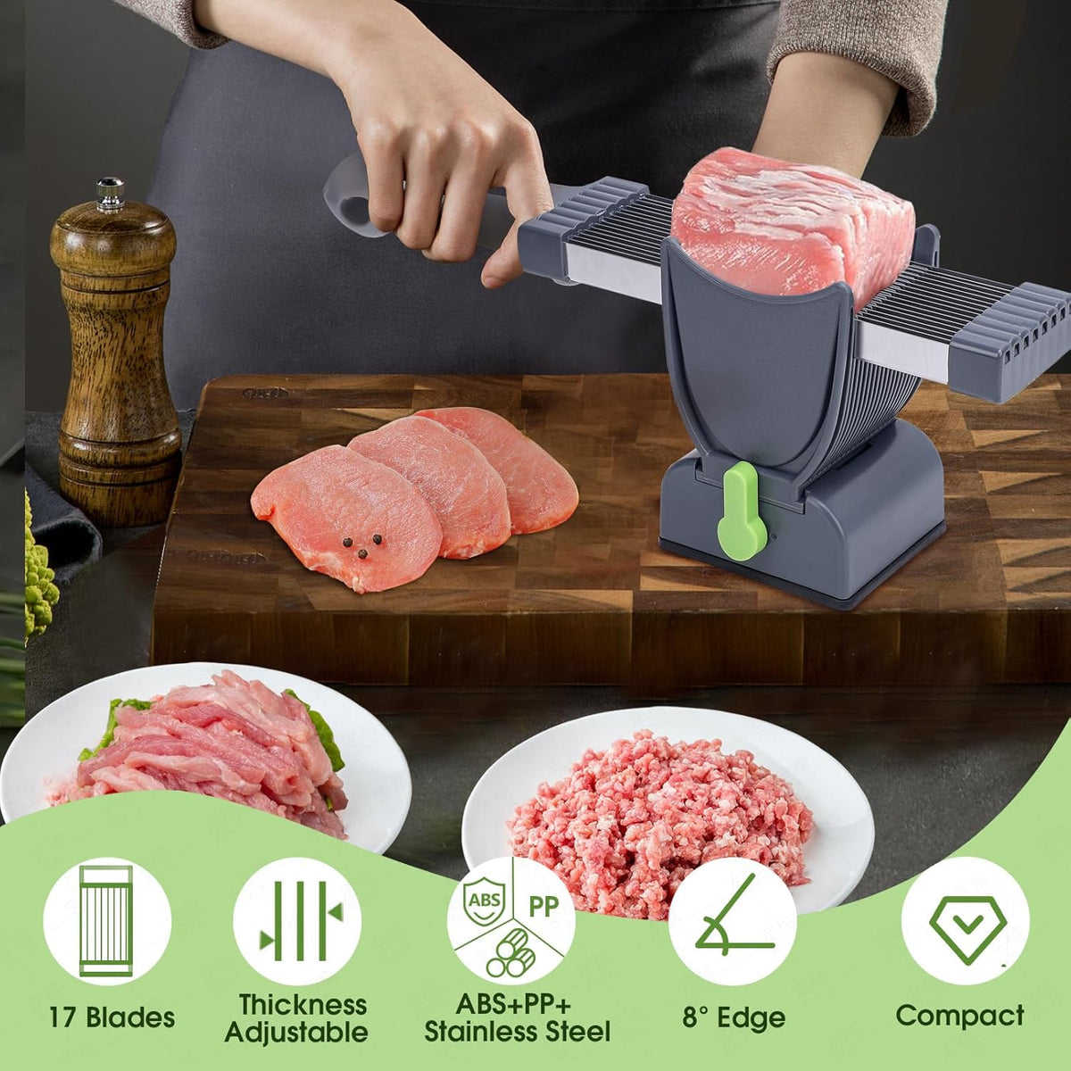 Stainless Steel Meat Slicer (SA2510-010) Spice and sugar Jar Apricot
