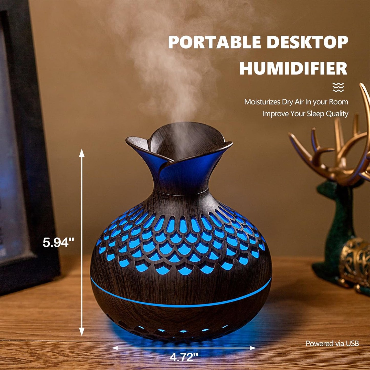 Ultrasonic Aromatherapy Air Humidifier-5863-(SA2405-198) Apricot