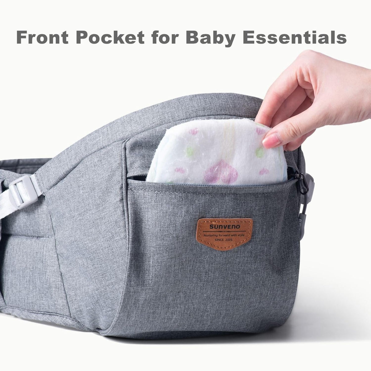 Baby Hip Seat With Adjustable Belt and Pocket-SA2408-182(Grey) Blankets Apricot
