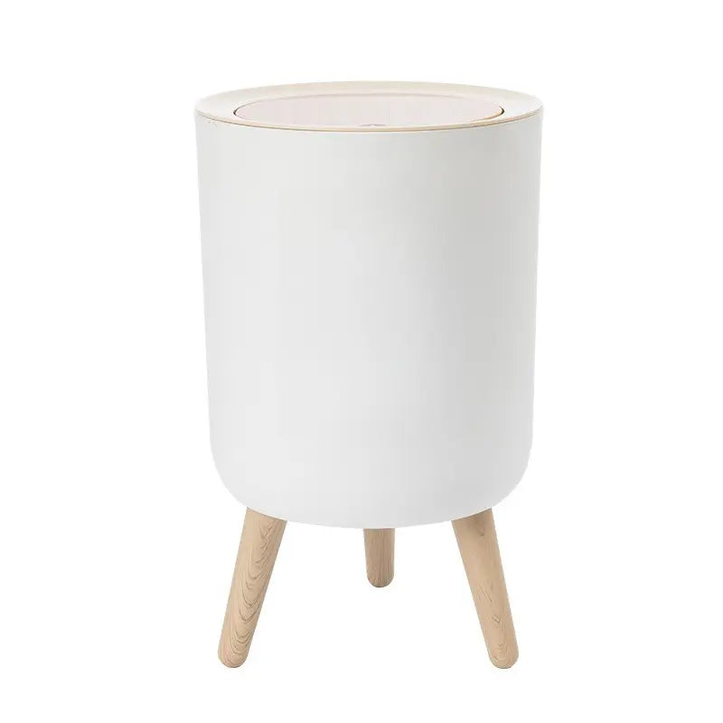 Indoor trash Bin With Wooden Feets-SA2408-108 Bathroom Accessory Sets Apricot