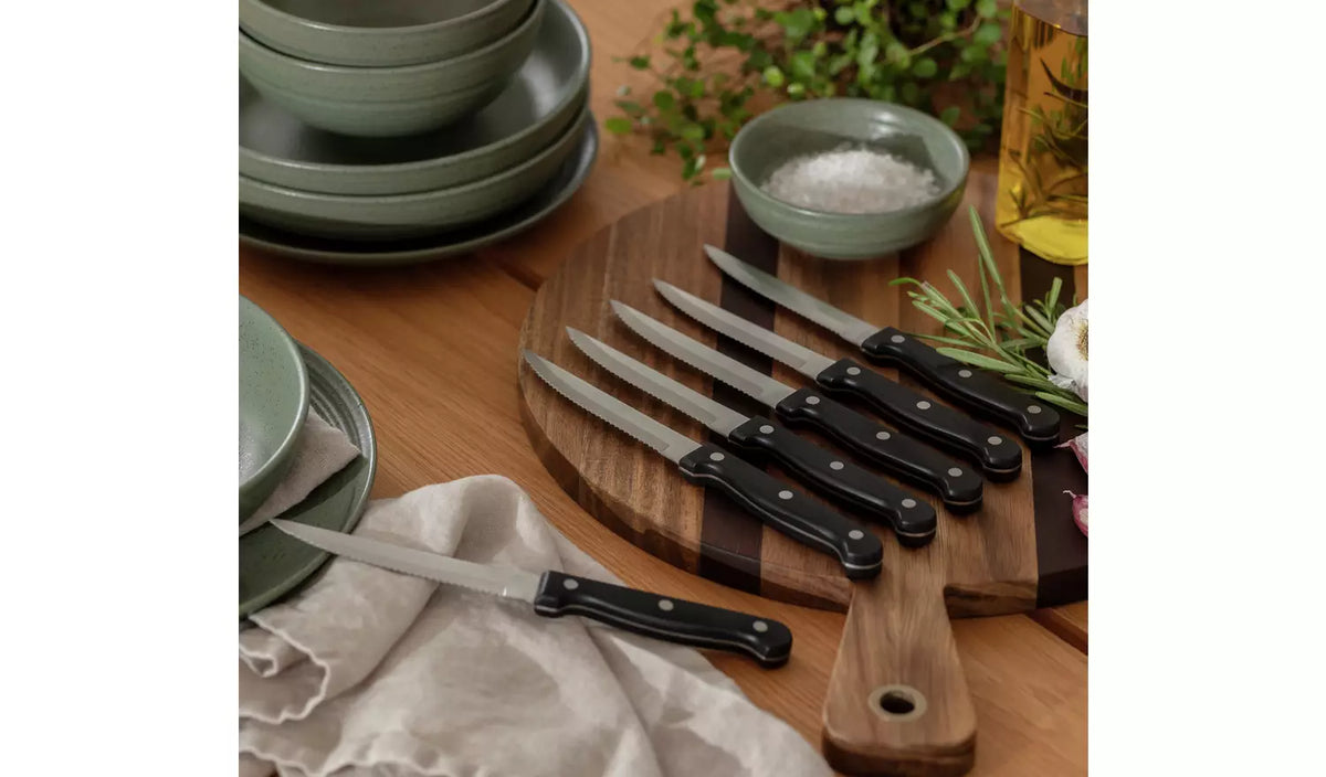 Knife Set with Steel Blades Apricot