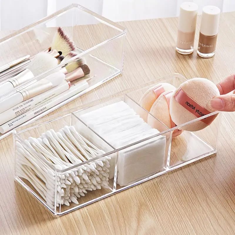 Acrylic 2 Drawer Makeup Organizer-(5350)Transparent Cosmetic Organizer Apricot