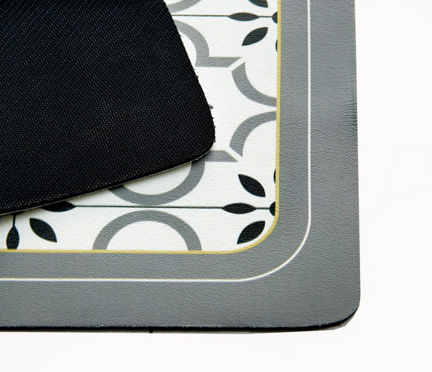 Anti Slip Dish Drying Mat-5764Grey Flowers Rugs Apricot